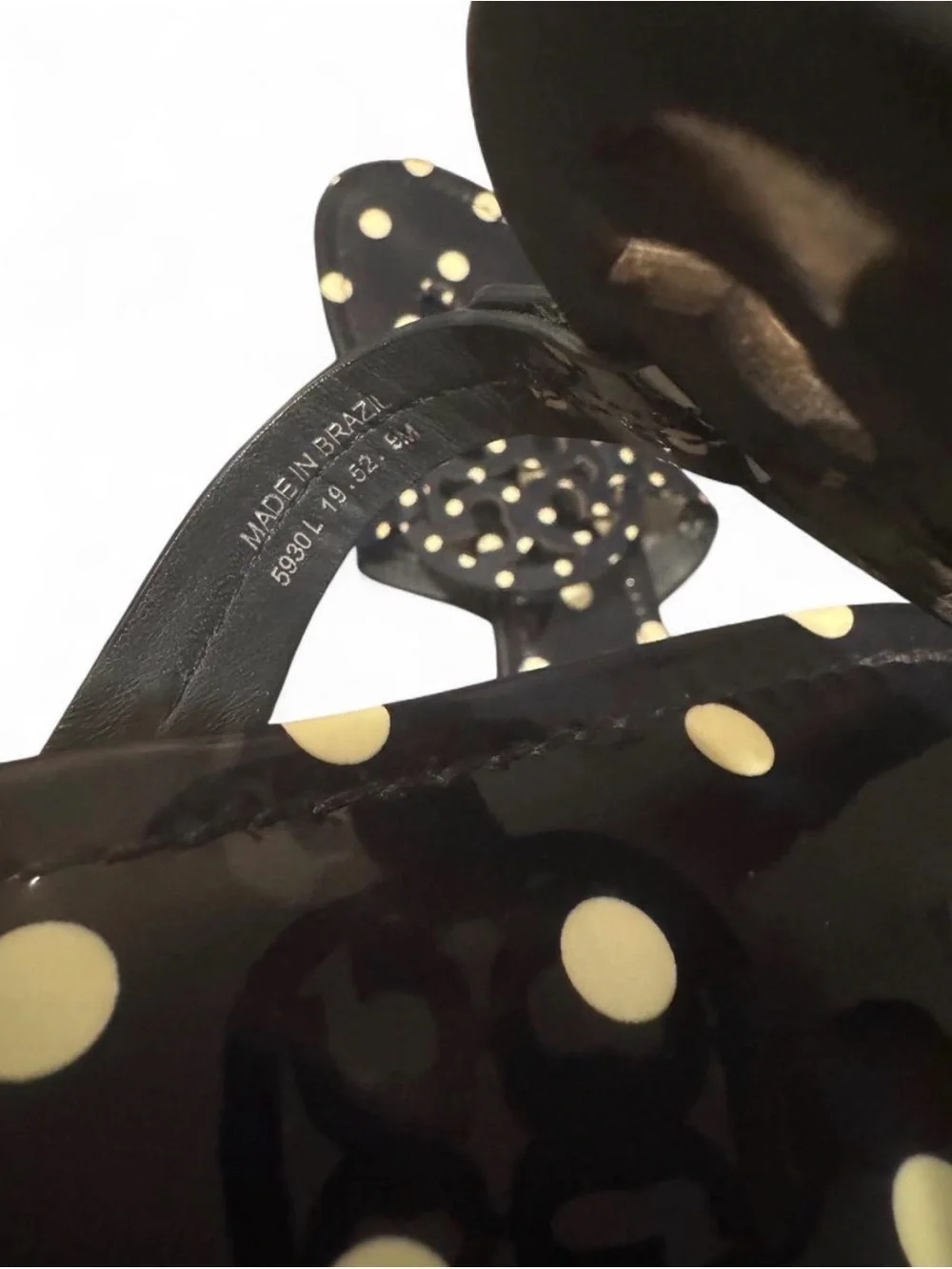 Tory Burch navy blue  and Cream Polka Dot Miller Thong Sandals